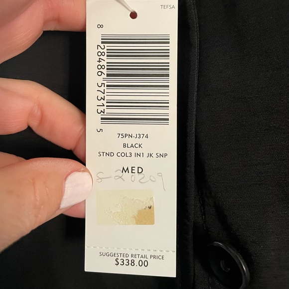 Eileen Fisher Stand Collar 3 in 1 Removable Liner Jacket NWT Medium $338 - Picture 5 of 6